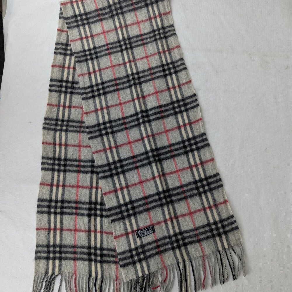 Burberry Cashmere Scarf Gray Unisex | Classic Check Design | Fast Ship